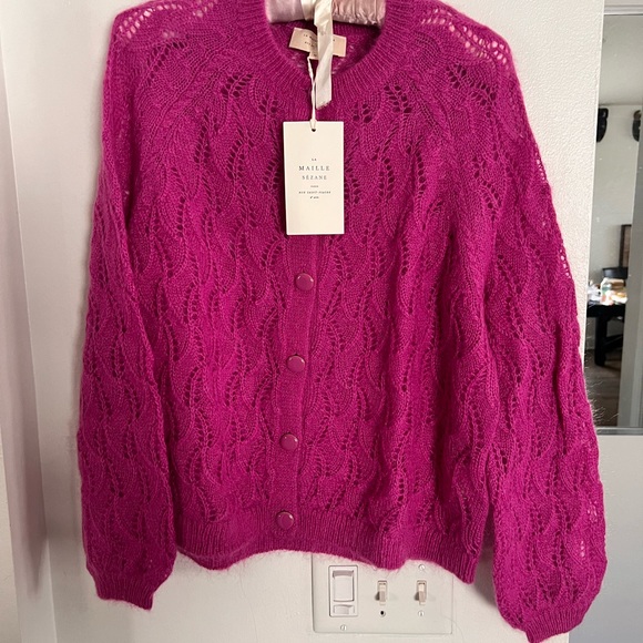 La Maille Sézane Purple or Magenta Cardigan - Picture 2 of 2
